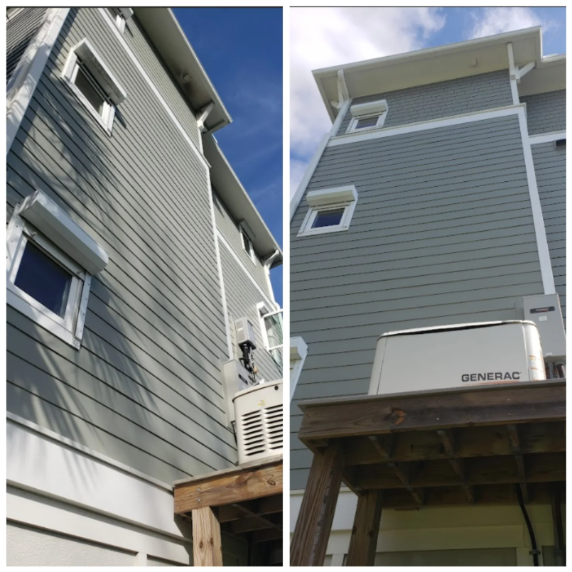 Under Gutter cleaning Charleston   Before and after SeaDragon Home Services.